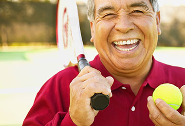 man with tennis raquet